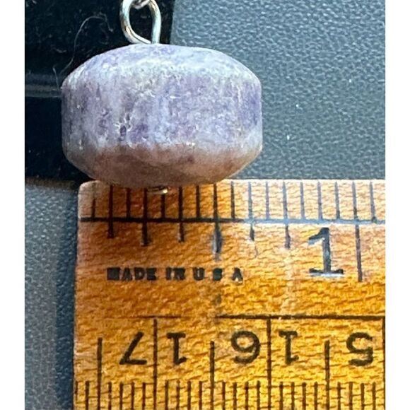 Amethyst multi raw stone with silver tone and black beads and matching earrings - Picture 14 of 14